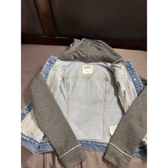 Abercrombie & Fitch Hollister Jean Jacket Sz Med Y2K Distressed - Picture 11 of 12